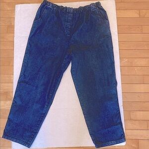 ALLISON DALEY PETITE Dark Denim Blue Jean Pants with Elastic Waist Size 14P